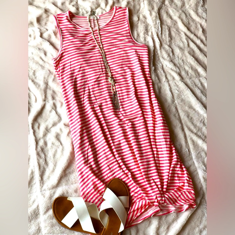 Pink/white striped dress